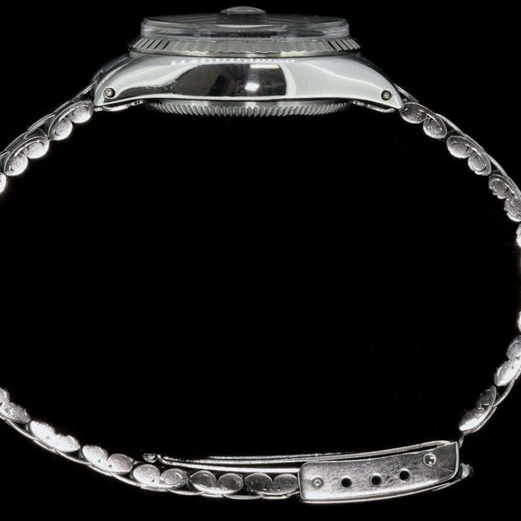 Rolex Ladies Datejust Date Oyster Steel Diamond Dial 14K White Gold Bezel Watch